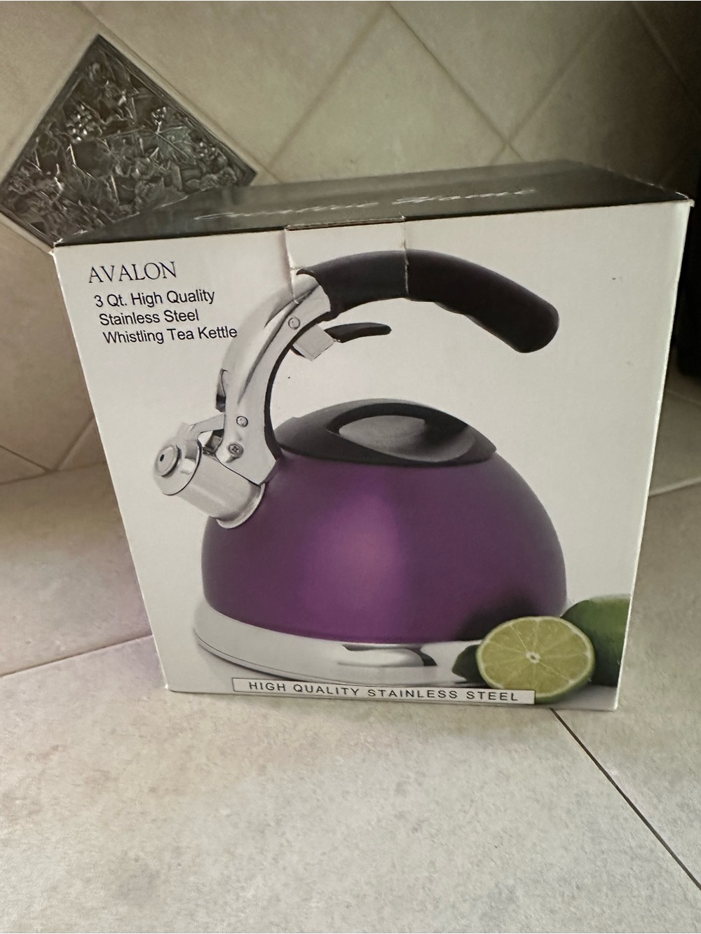 Avalon Purple and Black Stainless Steel Whistling Kettle (New in box)